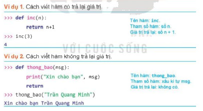 Quan sát các ví dụ sau để biết cách viết hàm
